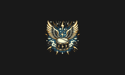 Obraz premium drum with wings vector artwork design
