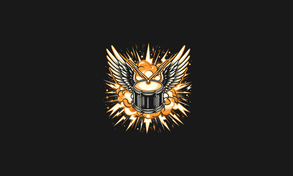 drum with wings vector artwork design