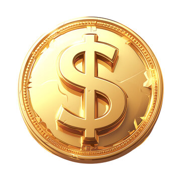gold dollar sign coin icon transparent white background png isolated money currency finance wealth investment banking cash business economy financial symbol profit savings income prosperity 