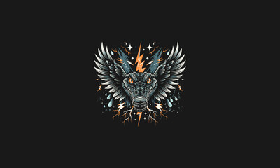 Obraz premium face crocodile with wings vector artwork design