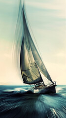 Abstract Blur of Sailing Yacht on Water - 777310873