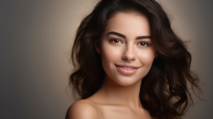 Naklejka premium Radiant Young Woman with Bare Shoulders