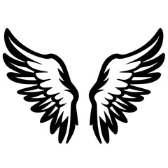 angel's wings nocolor vector illustration silhouette for laser cutting cnc, engraving, black shape decoration