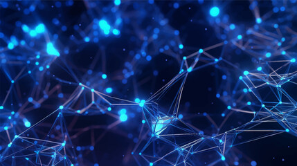 Luminous blue network connection with sparkling dots. Digital blue network connection. Abstract pattern with dots and lines. Futuristic modern background. gradient background.