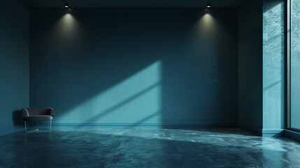a plain room with plain background, mordern, technological smart, darker tone, indoor