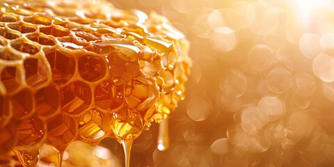 Honey Dripping from Honeycomb - obrazy, fototapety, plakaty