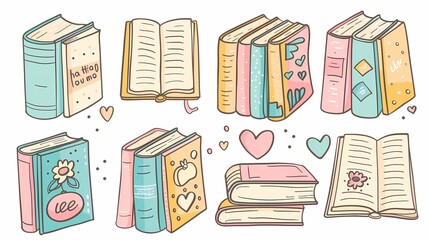 Hand drawn books set, Vector illustration. Isolated on white background, Generative AI illustrations.