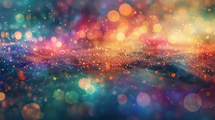 Foto op Plexiglas pastel rainbow bokeh abstract background waves ethereal dreamy soft gentle colors flowing serene tranquil magical shimmering light whimsical fantasy soothing pastel rainbow abstract waves © dimensdesign