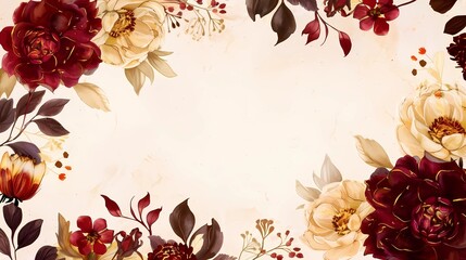 Vintage floral background with dahlia flowers and leaves, Generative AI illustrations.