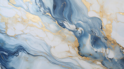 Obraz premium Modern stylish texture blue white gold waves background, marble texture