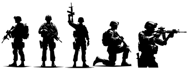 soldier shape outline vector illustration, black silhouette svg, laser cutting cnc engraving - obrazy, fototapety, plakaty