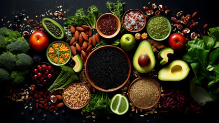 Obraz na płótnie Canvas fresh and healthy foods on background