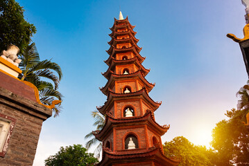 Tran quoc pagoda in Hanoi city, Vietnam - obrazy, fototapety, plakaty