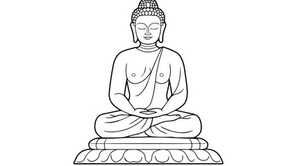 Buddha line drawing. sitting or meditating buddha s