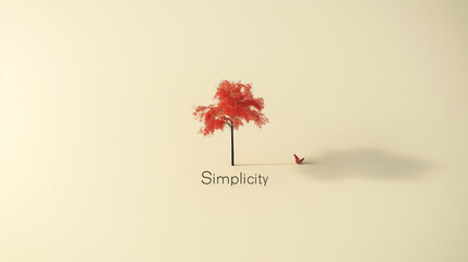 Simplicity word with minimalist tree and butterfly.