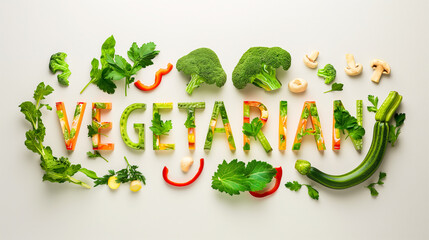 Vegetarian spelled out with organic vegetables
