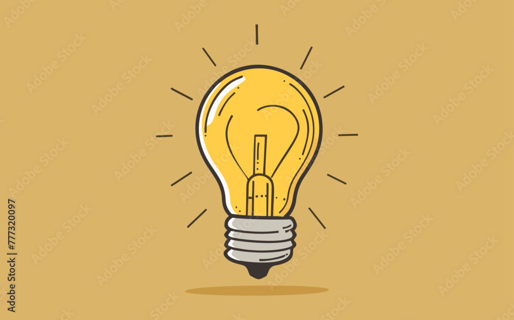 Aufkleber illuminated light bulb on a solid background