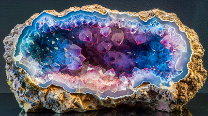 Vivid crystal formations, a close-up on the sparkling beauty of mineral diversity - obrazy, fototapety, plakaty