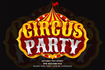 Circus party carnaval retro vintage 3d editable vector text effect
