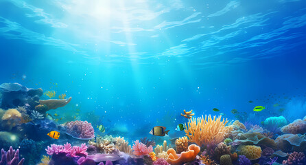 Fototapeta na wymiar A beautiful underwater scene with coral reefs
