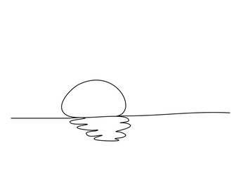 Sunset, one line drawing vector illustration.