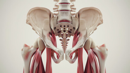 3D rendering of the human pelvic floor muscles, emphasizing function and anatomy - obrazy, fototapety, plakaty