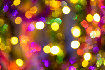 Abstract festive elegant background of blurred with bokeh lights and stars texture