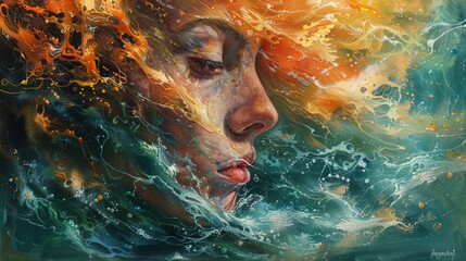 Dreamlike surrealism captured in a whirlwind of vivid and expressive oil paints. - obrazy, fototapety, plakaty