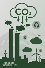 Carbon Neutrality and Net Zero concept. vector banner design