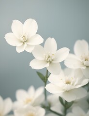 Fototapeta premium Close-up of beautiful white flowers in full bloom, showcasing delicate petals and intricate details. Perfect for wedding decor, romantic settings, spring themes, and floral arrangements, highlighting 