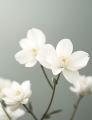 Fototapeta premium Close-up of beautiful white flowers in full bloom, showcasing delicate petals and intricate details. Perfect for wedding decor, romantic settings, spring themes, and floral arrangements, highlighting 