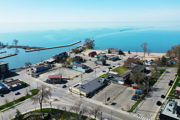 Aerial of Port Dover, Ontario, Canada waterfront