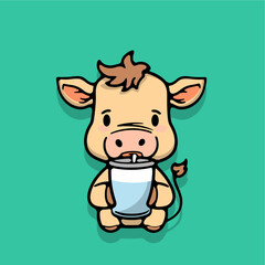 cow drinking milk vector illu...