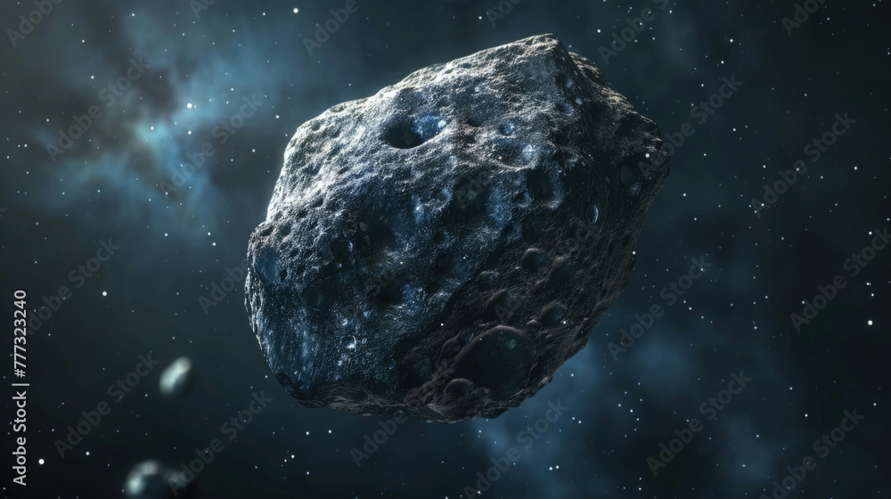 Canvas Prints a colossal rock stands amidst a vast space filled with countless twinkling stars, creating a strikin