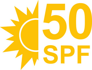 SPF 50 icon. Sun protection for skin. UVA UVB sunscreen protection. SPF icon for or skin cosmetics packaging.