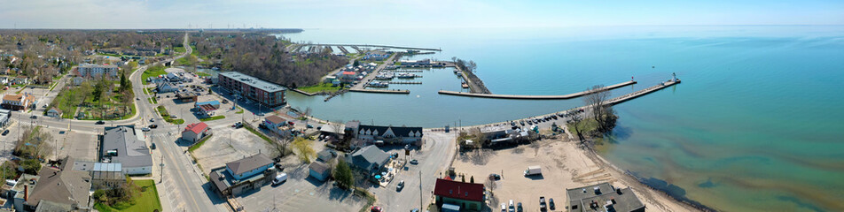 Aerial panorama of Port Dover, Canada by the lake - 777323489