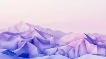 Crédence de cuisine en verre imprimé Montagnes Abstract representation of mountains using triangular shapes in shades of purple and pink with a clear sky.