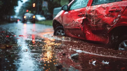 Foto op Canvas Road accidents, car crashes, rainning © Yuthachai