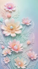 enchanting array of pastel flowers, each piece a serene celebration of nature's delicate beauty
