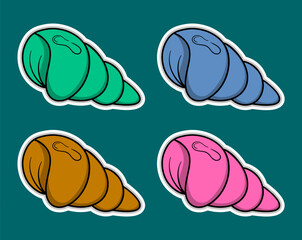 Sea Shell Doodle Sticker Illustration 