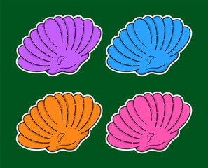 Sea Shell Doodle Sticker Illustration 