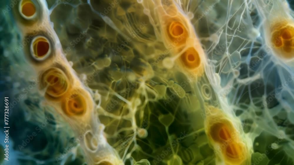Poster highly detailed image of a rotifers digestive system showing the complex network of and tubes. . ai 