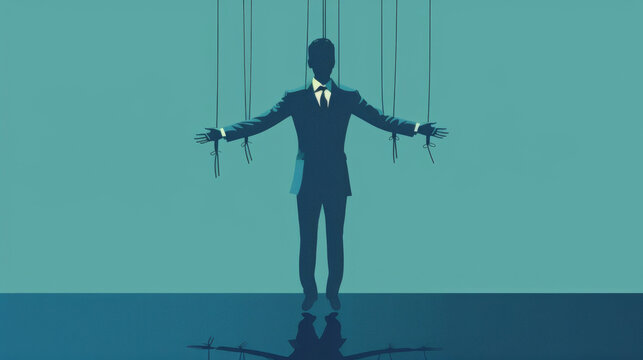 Abstract concept of an office worker as a marionette, symbolizing lack of control