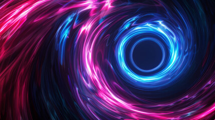 Abstract neon vortex frame, drawing the viewer in, clean and dark design,
