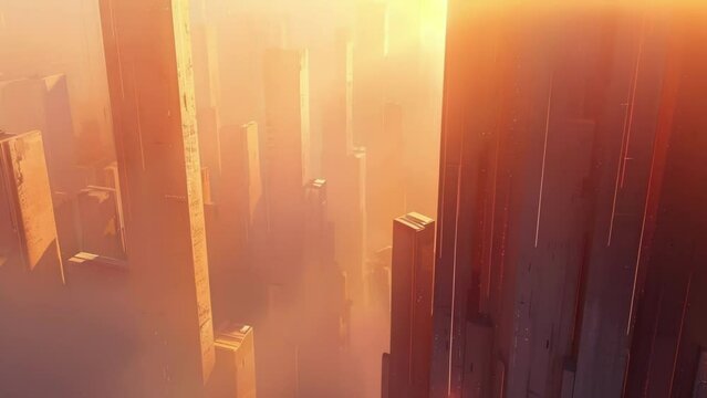 The morning light dances off the smooth surface of a towering monolith highlighting the harmony between urban architecture and the everchanging natural world.