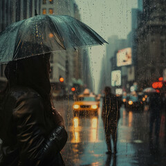 Witness a serene downpour in this professional photo capturing a rainy day. AI generative.