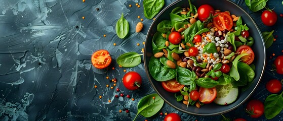 Balanced Nutrition Plan with Vibrant Vegetable Salad for Healthy Lifestyle and Wellbeing