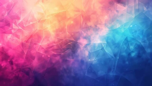Abstract background with blue, yellow and pink triangles. Vector illustration.