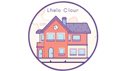 Circle house logo window vector 2d flat cartoon vac