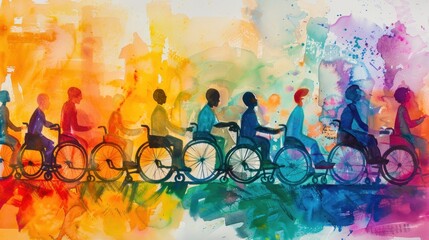 Watercolor Masterpiece for International Day of Disabled Persons - Vibrant artwork promoting inclusivity and awareness.